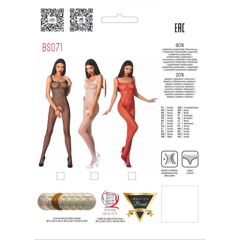 Bodystocking BS071 White-BS071-WHT-OS