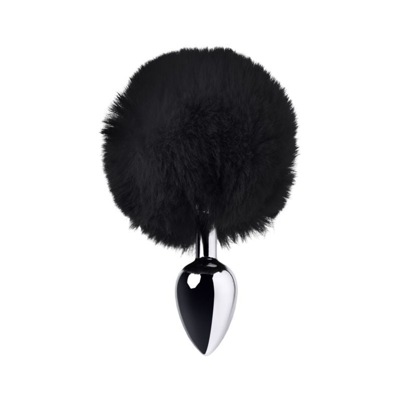 Silver Metal Anal Plug Small w Black Tail-712025-5