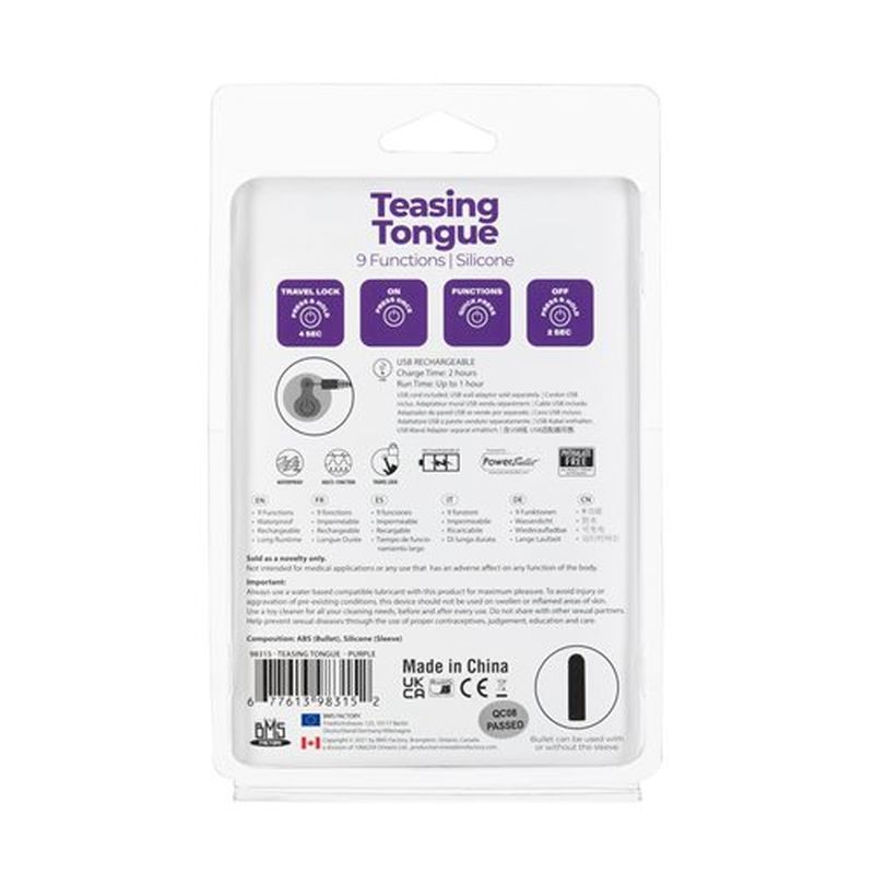 Power Bullet Teasing Tongue w Rechargeable Bullet Purple-98315