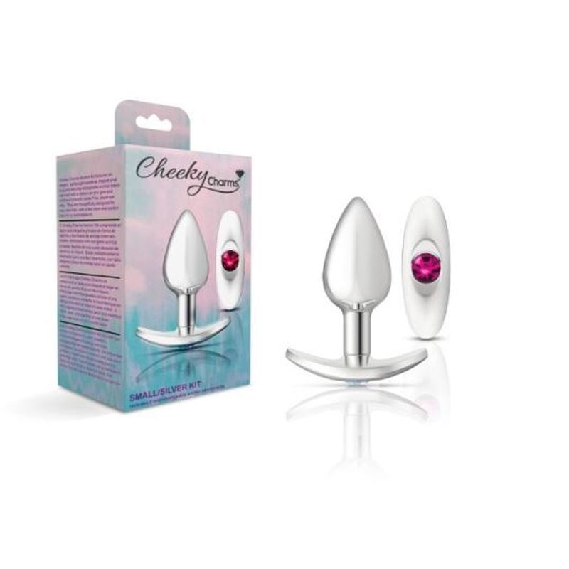 Cheeky Charms Silver Anchor Butt Plug w Clear and Teal Jewel Kit-VB-CC9141-S