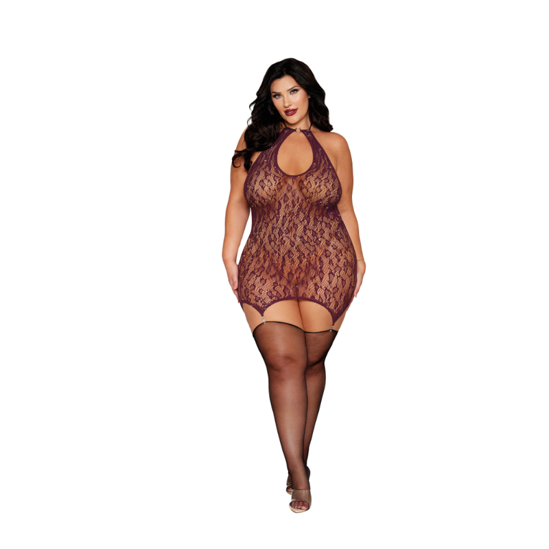 Dreamgirl Garter Slip Burgundy-13673 - BURG -O/S