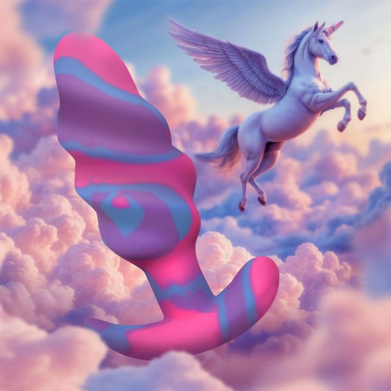 Unicorn Swirl Silicone Butt Plug Medium-AH706-M