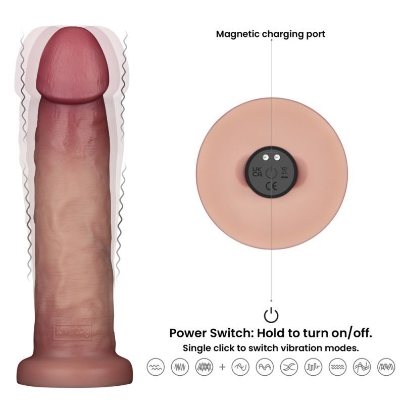 Vibrating Sliding Skin Pro II Silicone Dong 9in-LV417113