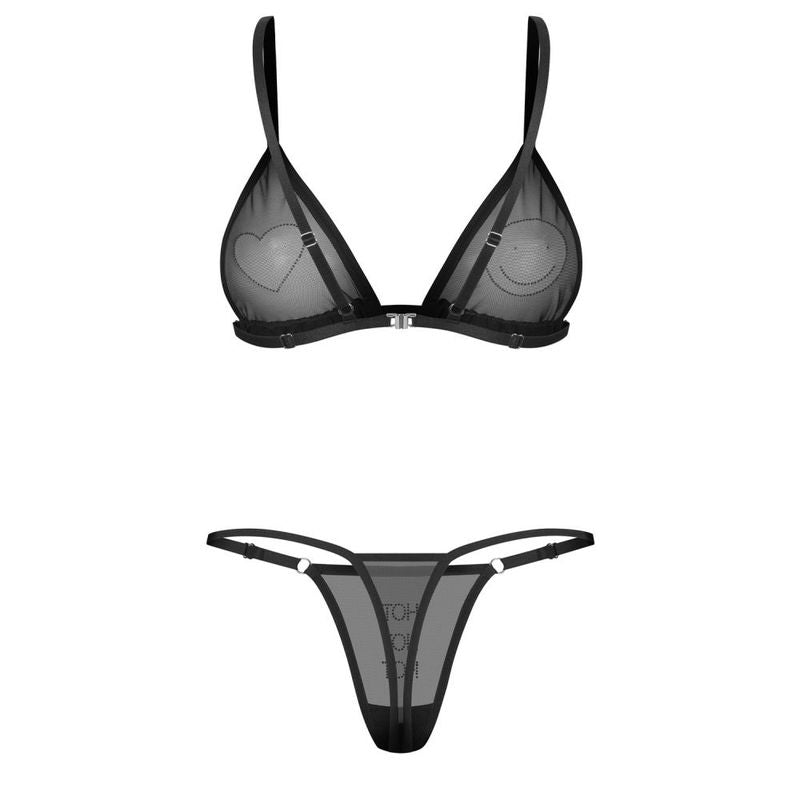 Wet Me 2 Pc Bra Panty Set-9787-BLK-S/M