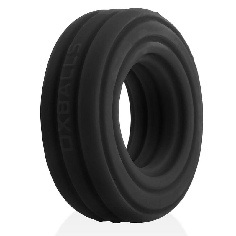 Roto Grooved Gripper Ribbed Cockring Black