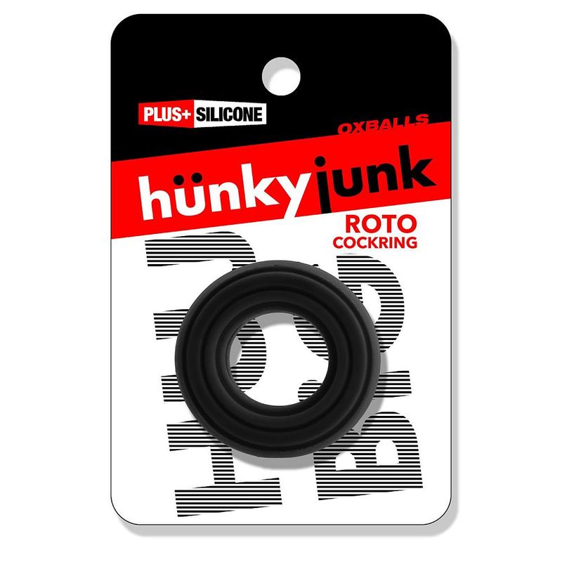 Roto Grooved Gripper Ribbed Cockring Black