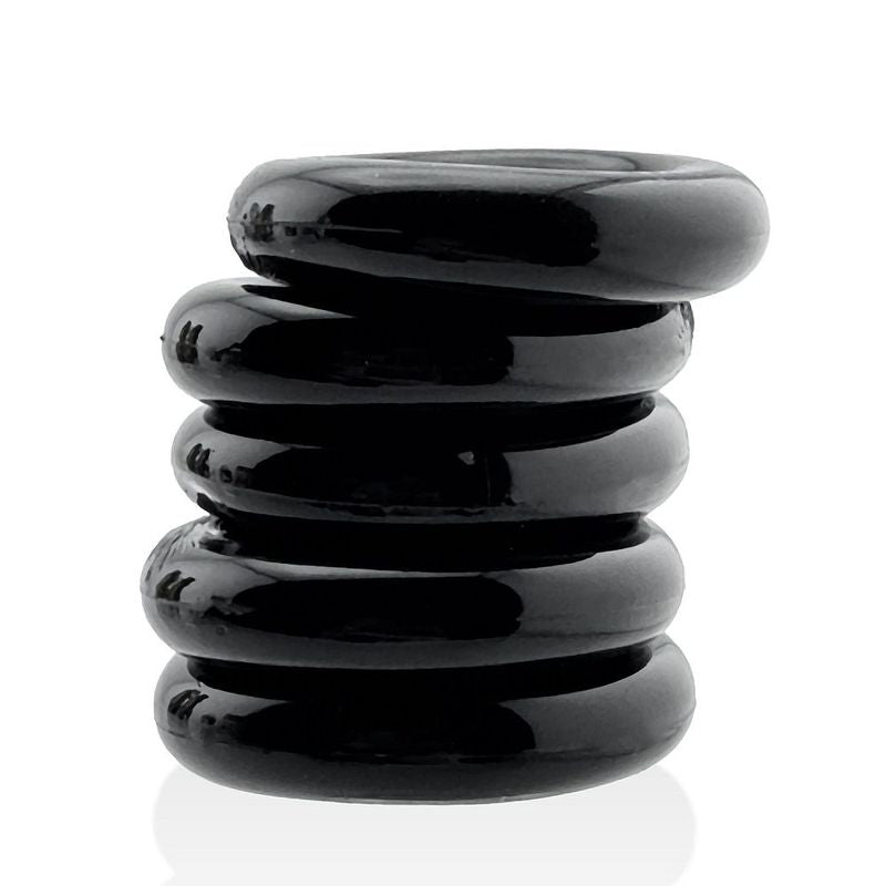 Jacker Stack 5 Pc Strong Cock Ring Black