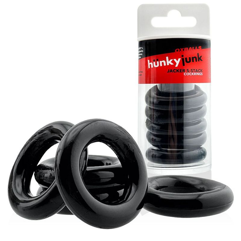 Jacker Stack 5 Pc Strong Cock Ring Black