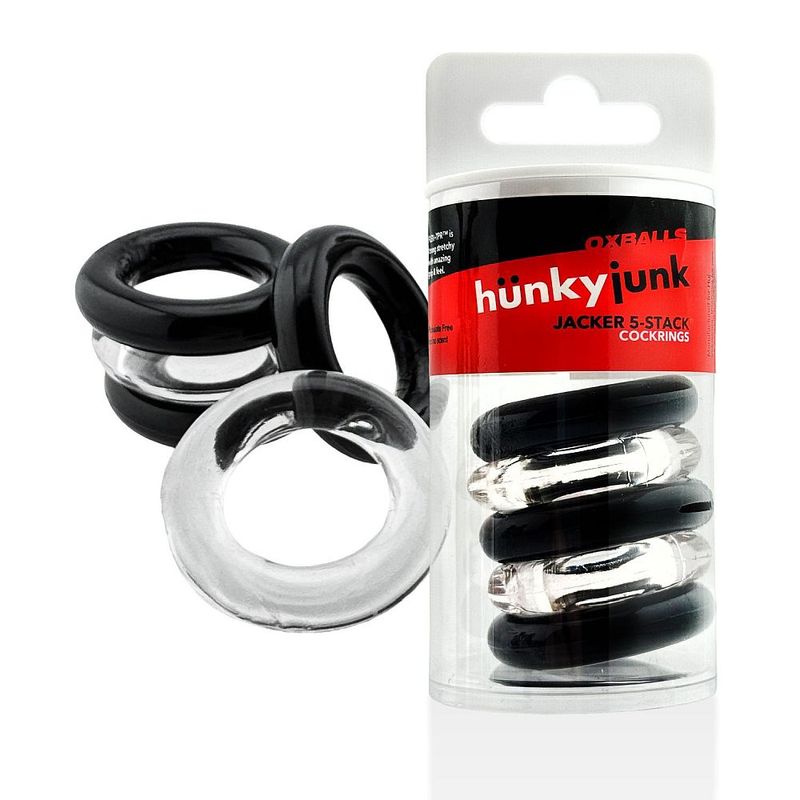 Jacker Stack 5 Pc Strong Cock Ring Clear Black