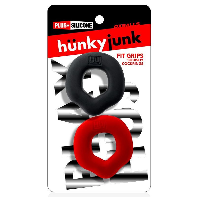 Fit Grips 2 Pc Ergo Cockring Black Red