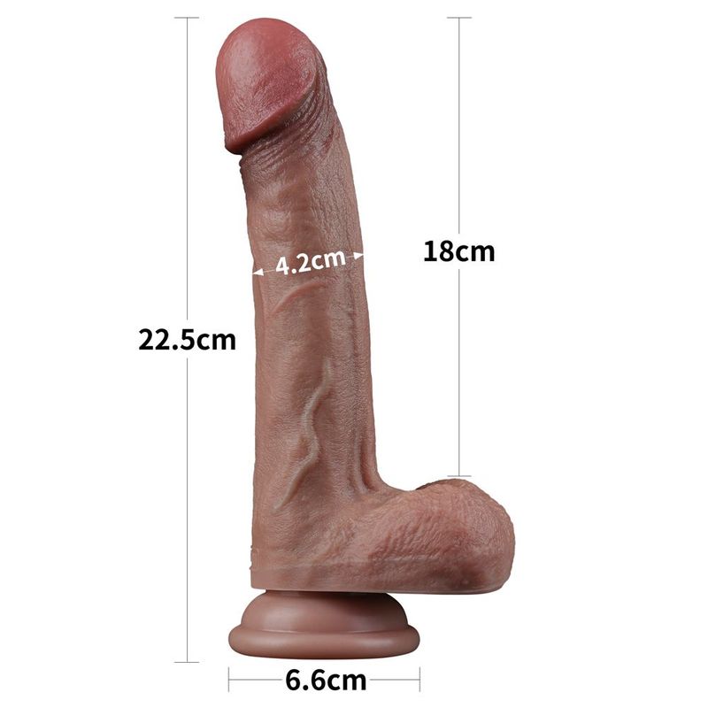 Realistic Dual Layered Silicone Dildo with Balls Suction 9in