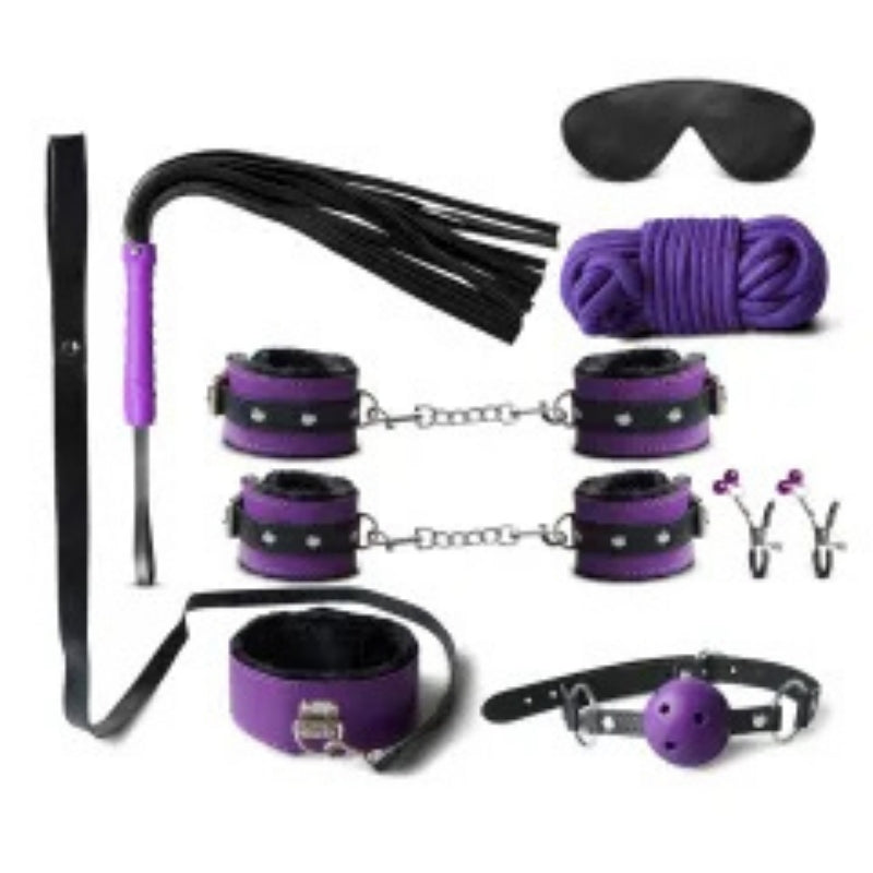 8-Piece Premium Bondage Kit – Soft PU Leather Restraint Set with Collar, Cuffs & Accessories