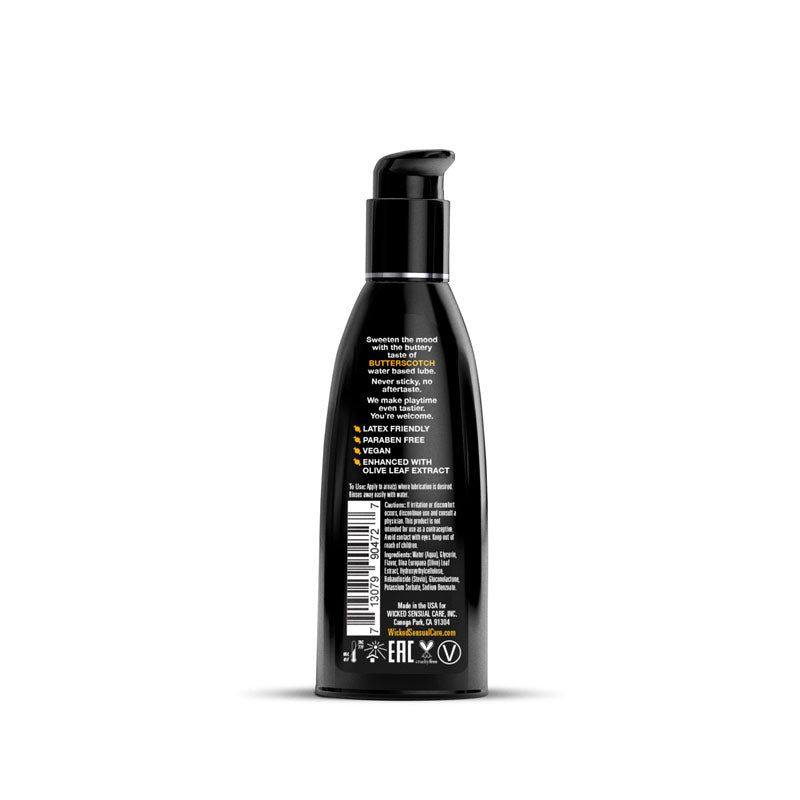 Wicked Aqua Butterscotch - Butterscotch Flavoured Water Based Lubricant - 60 ml (2 oz) Bottle