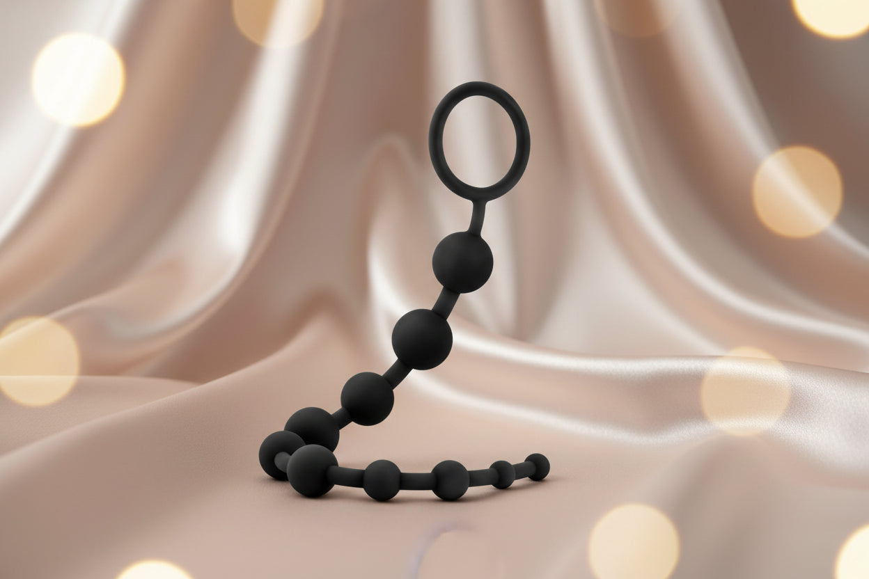 Anal Adventures Platinum 10 Anal Beads - Black - Black 31.7 cm Anal Beads