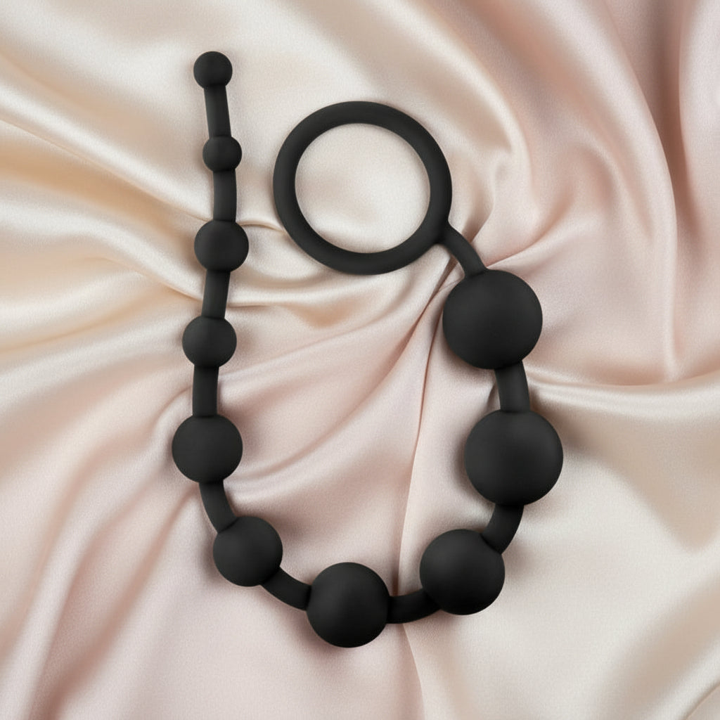 Anal Adventures Platinum 10 Anal Beads - Black - Black 31.7 cm Anal Beads
