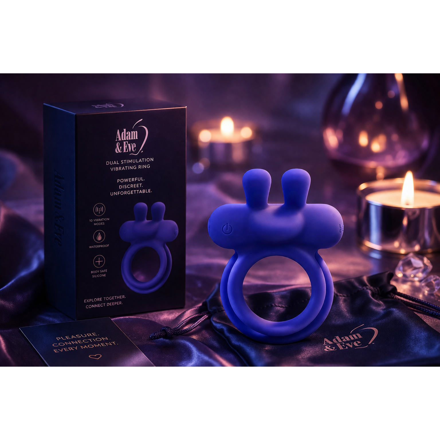 Adam & Eve ROCKIN RABBIT 2.0 - Blue USB Rechargeable Vibrating Cock Ring with Wireless Remote