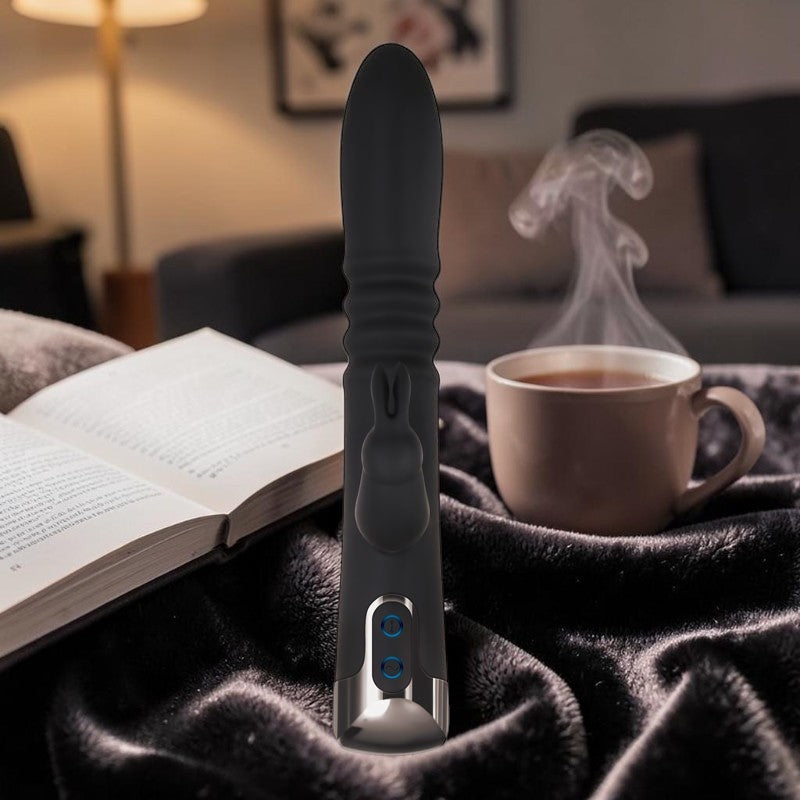 Evolved Rapid Rabbit - Black 25.4 cm USB Rechargeable Thrusting Rabbit Vibrator