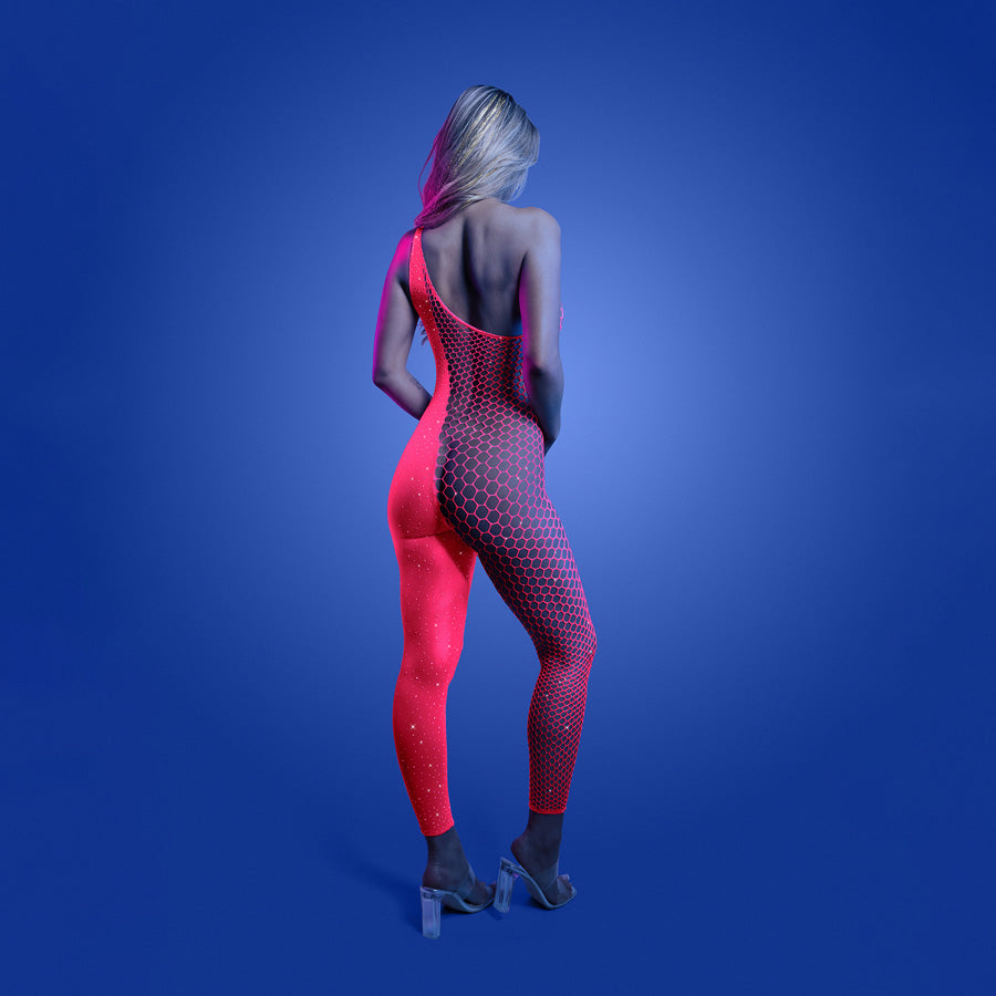 GLOW Hyperdrive Bodystocking - OS - Glow In Dark Pink - One Size