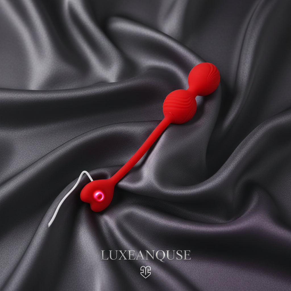 Adam & Eve SWEETHEART Kegel Trainer - Red USB Rechargeable Vibrating Kegel Balls with Remote