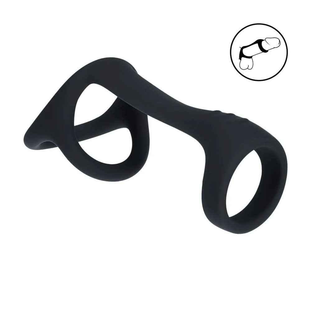 LEVELZ Tri O Silicone Shaft Cock & Ball Ring - Black Cock & Balls Ring