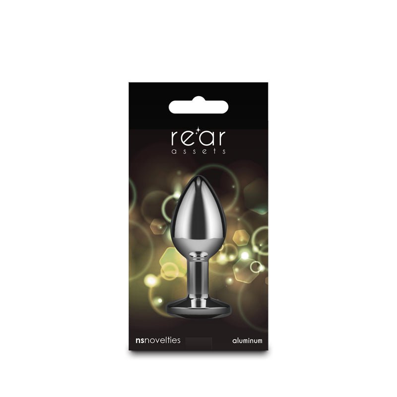 Rear Assets Silver - Small - Yellow Gem - Silver Small Metal Butt Plug with Yellow Gem Base