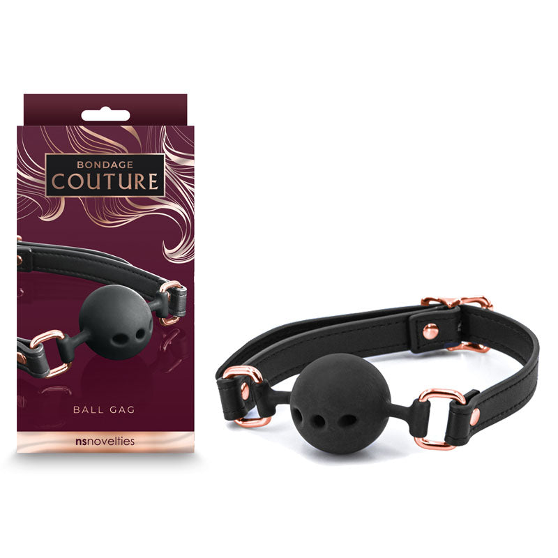 Bondage Couture Ball Gag - Black - Black Mouth Restraint