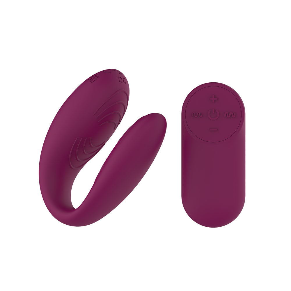 Passion Play Couple Vibe with Remote Controller - Purple USB Rechargeable Couples Vibrator with Wireless Remote