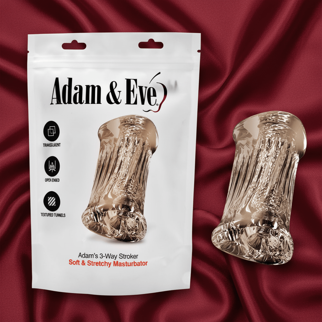 Adam & Eve Adam's 3-Way Stroker - Clear Triple Hole Stroker - Silk and Sin