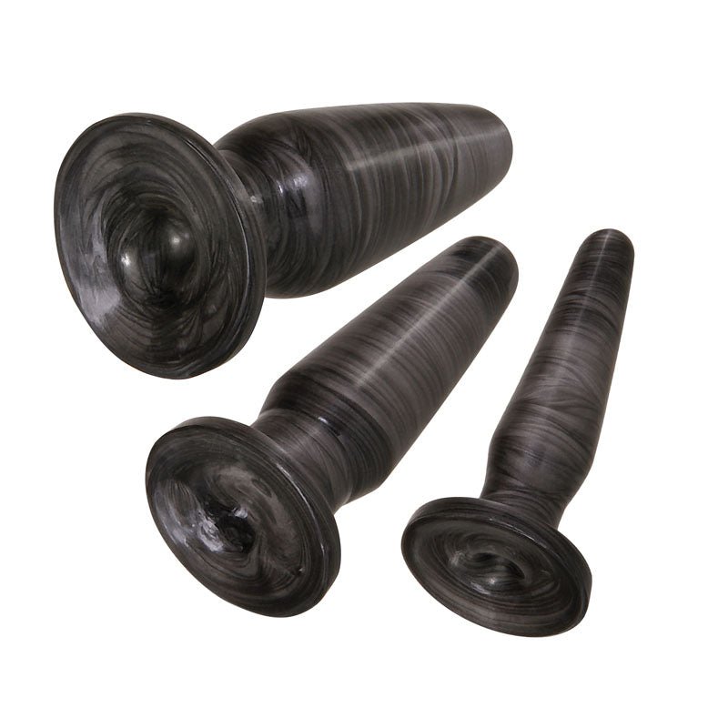 Adam & Eve ANAL ROCKETS TRAINER SET - Black Butt Plugs - Set of 3 Sizes - Silk and Sin