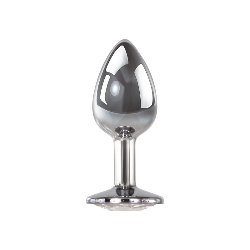 Adam & Eve Clear Gem Anal Plug - Small - Metallic 7.1 cm Small Butt Plug with Clear Gem Base - silkandsin