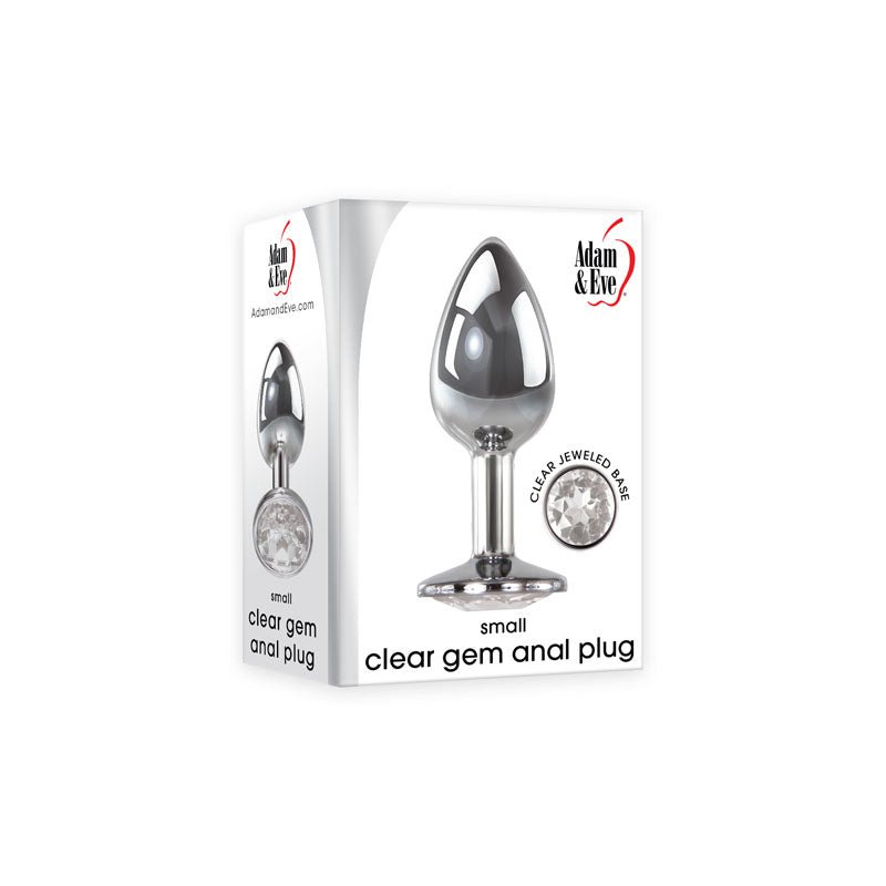 Adam & Eve Clear Gem Anal Plug - Small - Metallic 7.1 cm Small Butt Plug with Clear Gem Base - silkandsin