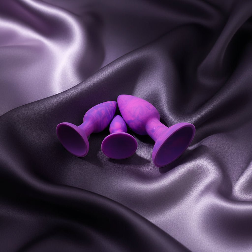 Adam & Eve COLOUR SWIRL Anal Plug Set - Purple/Pink Butt Plugs - Set of 3 Sizes - Silk and Sin