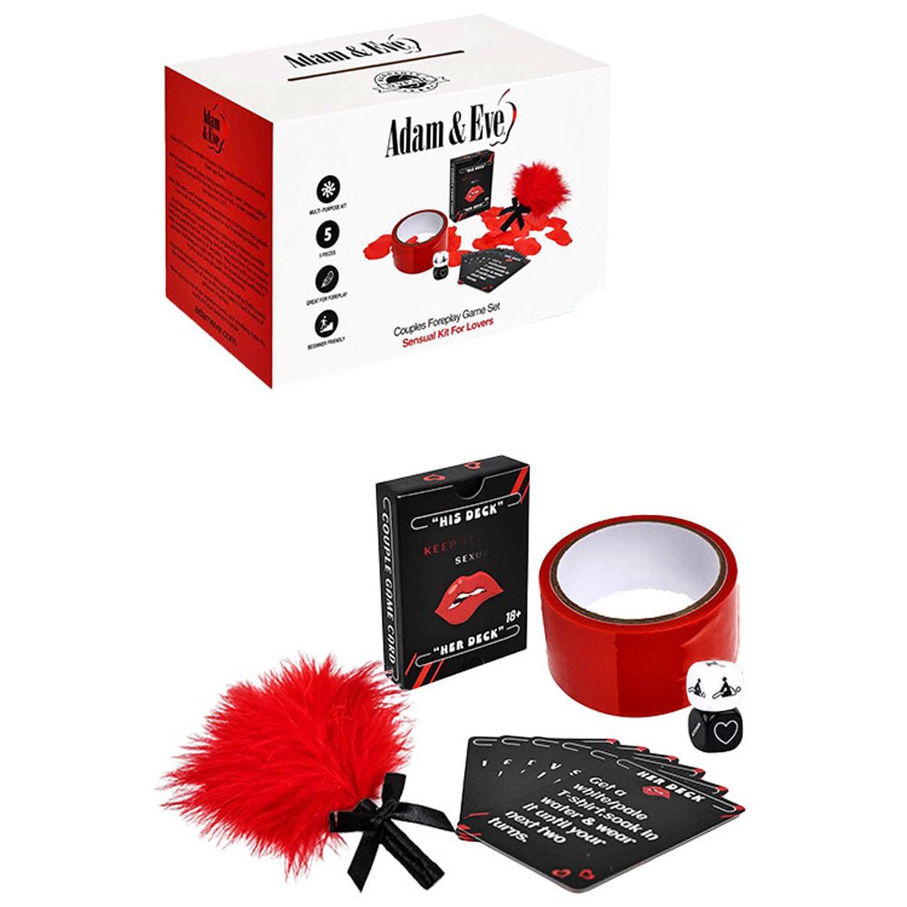 Adam & Eve COUPLES FOREPLAY GAME SET - Couples Card Game - 5 Piece Kit - Silk and Sin