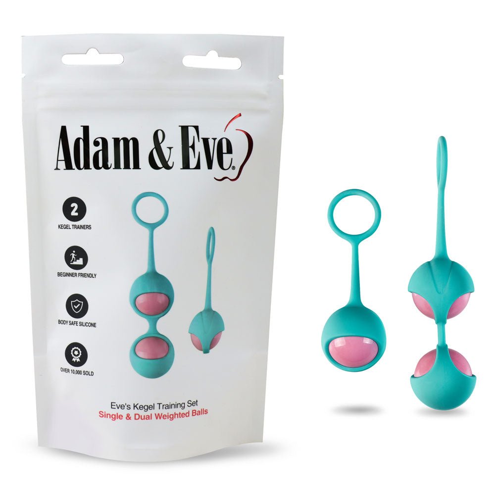 Adam & Eve Eve's Kegel Training Set - Teal/Pink Kegel Trainers - Set of 2 - Silk and Sin