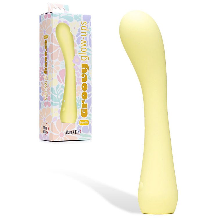 Adam & Eve GROOVY GLOW - UPS Bendie - Yellow 18.4 cm USB Rechargeable G - Spot Vibrator - silkandsin
