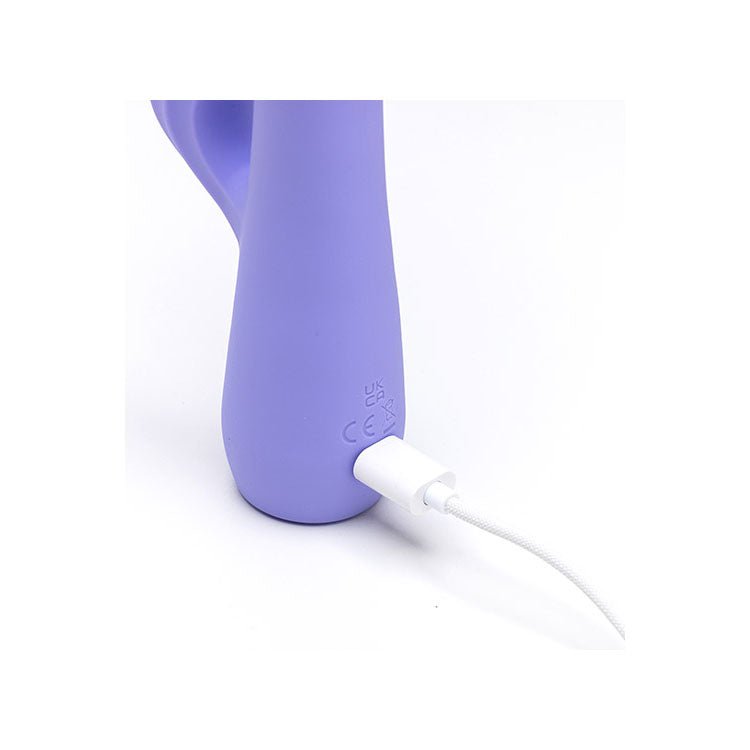 Adam & Eve GROOVY GLOW - UPS Wavie - Purple 16.5 cm USB Rechargeable Rabbit Vibrator - silkandsin