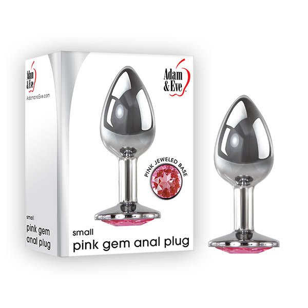 Adam & Eve Pink Gem Anal Plug - Small - Silver Small 7.1 cm Metal Butt Plug with Pink Gem - Silk and Sin