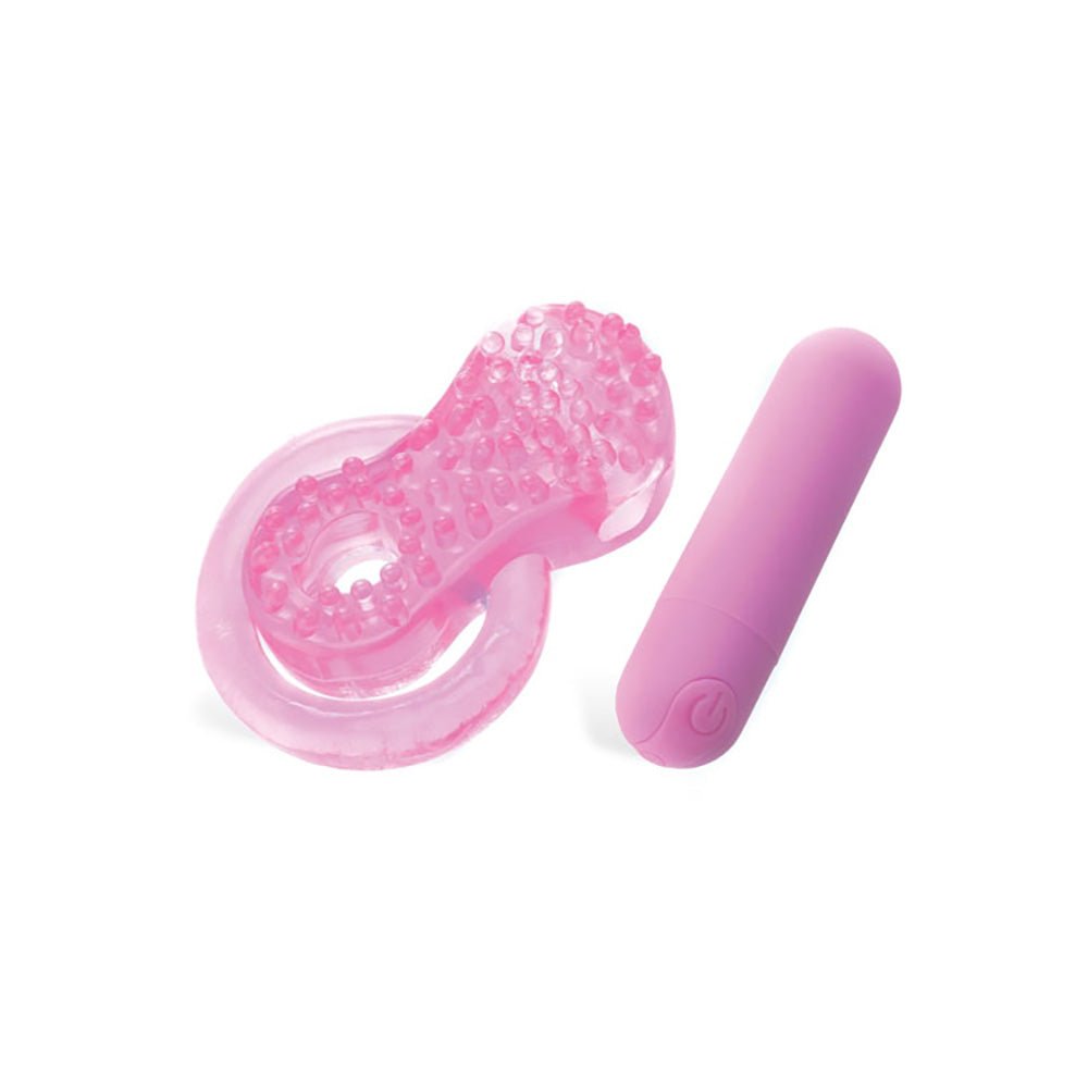 Adam & Eve RECHARGEABLE COUPLES ENHANCER - Pink USB Rechargeable Cock & Balls Ring - Silk and Sin