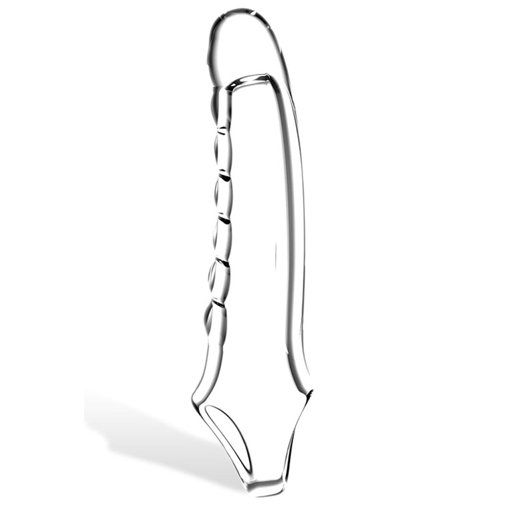 Adam & Eve Ridged Rider - Clear 22.9 cm Penis Extension Sleeve - Silk and Sin