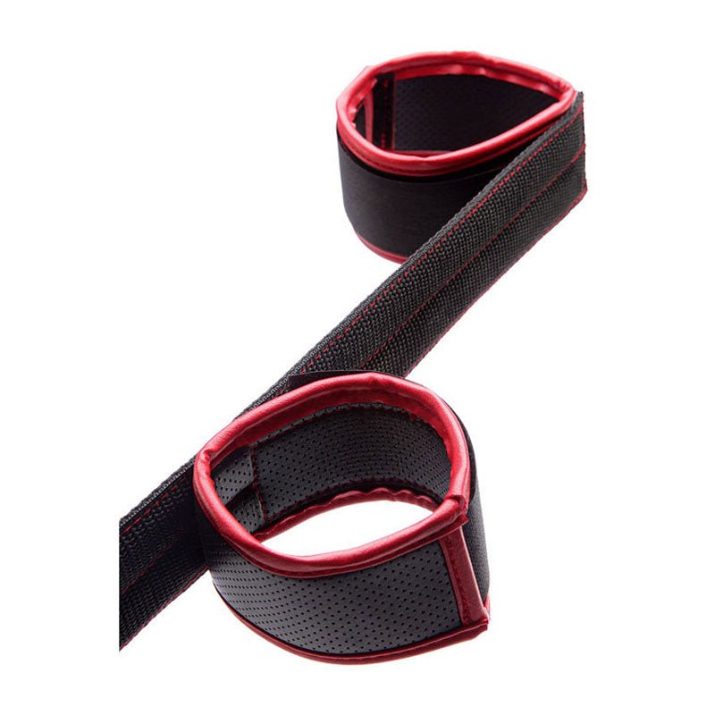 Adam & Eve Scarlet Couture Spreader Bar - Black/Red Restraint - silkandsin