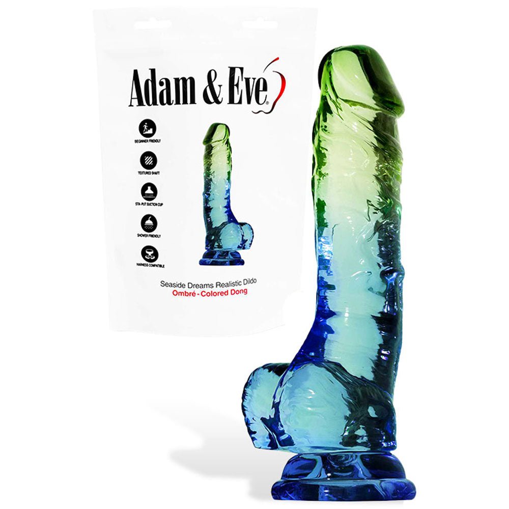 Adam & Eve SENSUAL SEASIDE 8.5'' Dildo - Blue/Green 21.5 cm Dildo - silkandsin