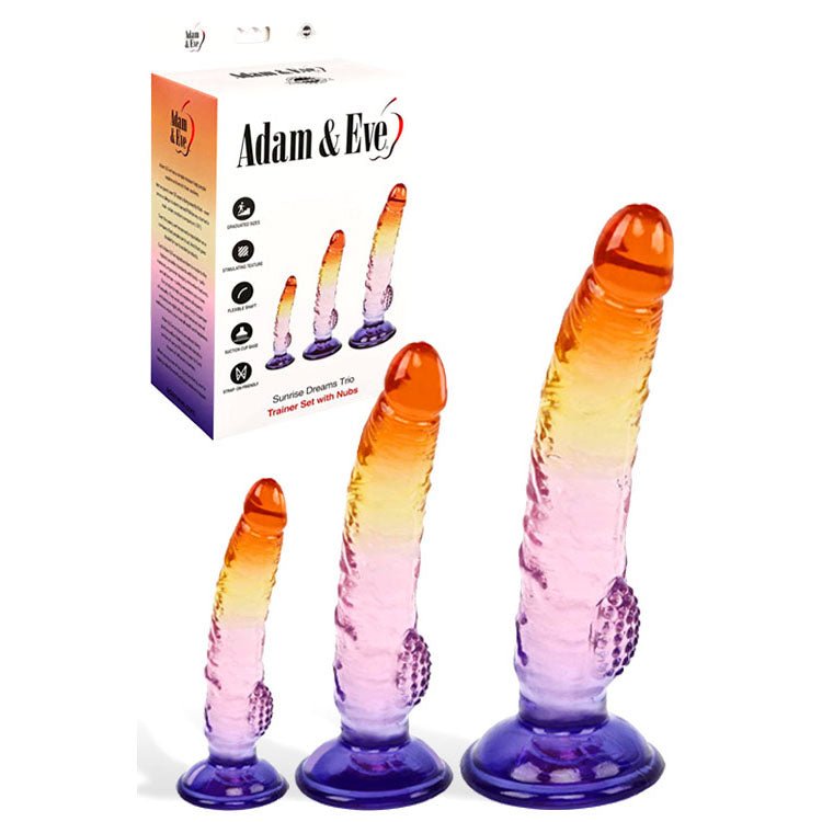 Adam & Eve SUNSET DREAMS TRIO - Multicoloured - Multicoloured Dildos - Set of 3 Sizes - silkandsin