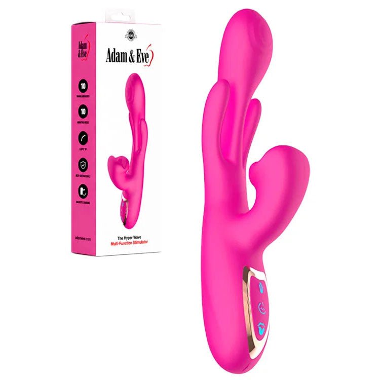 Adam & Eve THE HYPER WAVE - Pink - Pink 22.9 cm USB Rechargeable Rabbit Vibrator - Silk and Sin