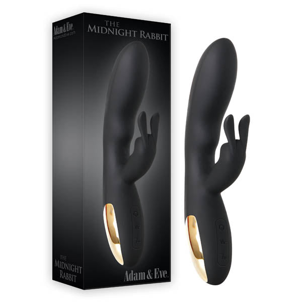 Adam & Eve The Midnight Rabbit - Black 20.3 cm (8'') Rabbit Vibrator - Silk and Sin