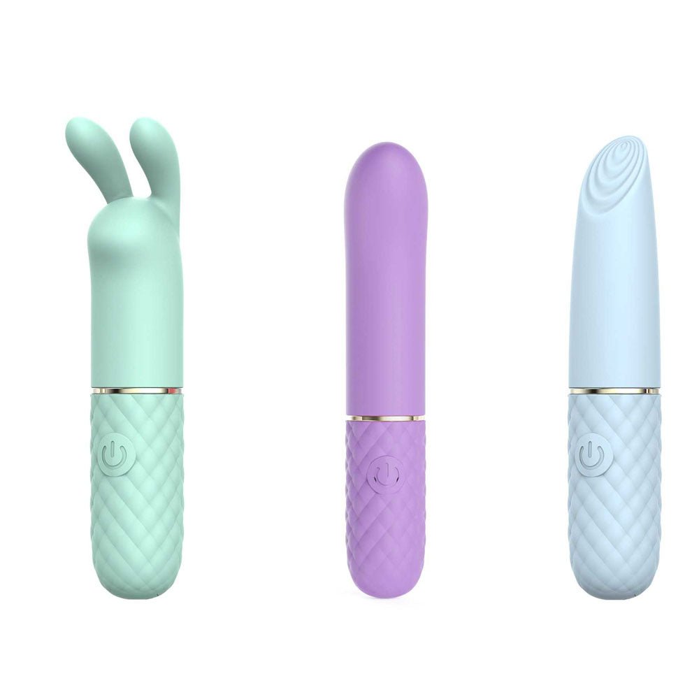 Adam & Eve TRIPLE PLEASURES - Coloured USB Rechargeable Vibrators - Set of 3 - Silk and Sin