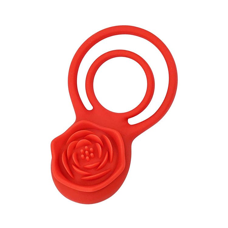 Adam & Eve VIBRATING ROSE DOUBLE ENHANCER - Red USB Rechargeable Cock & Balls Ring with Remote - Silk and Sin