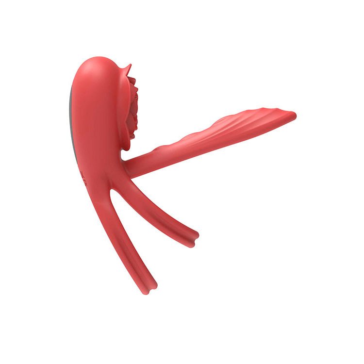 Adam & Eve VIBRATING ROSE GIRTH ENHANCER - Red USB Rechargeable Vibrating Cock & Ball Rings - Silk and Sin