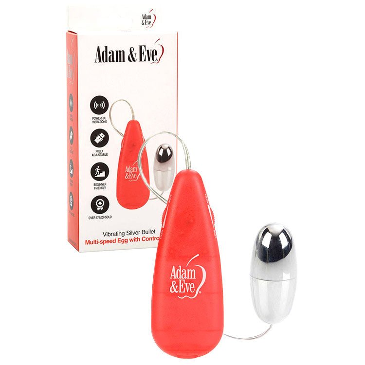 Adam & Eve VIBRATING SILVER BULLET - Silver Vibrating Bullet with Remote Control - silkandsin