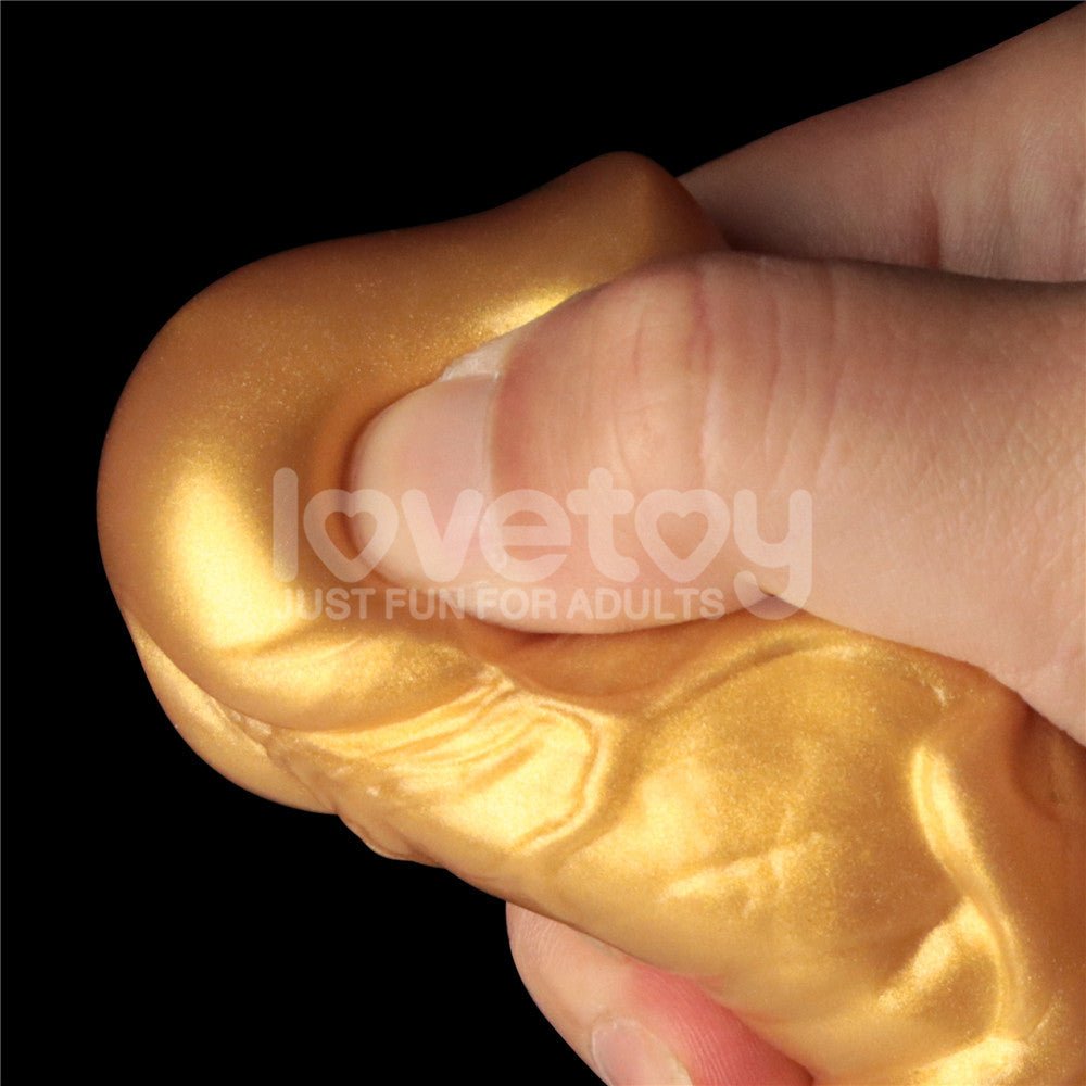 Aerosx 7.5 Inch Dual Density Inflatable Dildo - Gold/Blue 24 cm Inflatable Fantasy Dildo - Silk and Sin