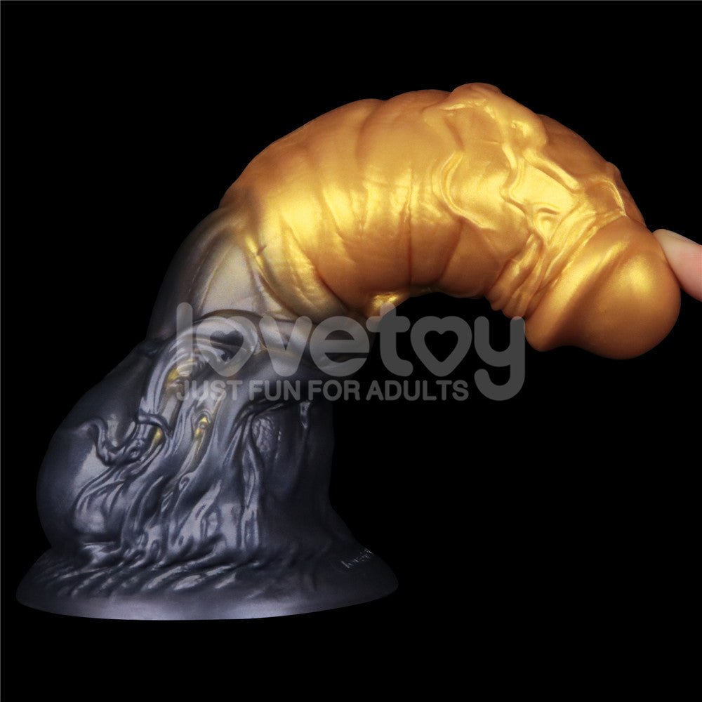 Aerosx 7.5 Inch Dual Density Inflatable Dildo - Gold/Blue 24 cm Inflatable Fantasy Dildo - Silk and Sin